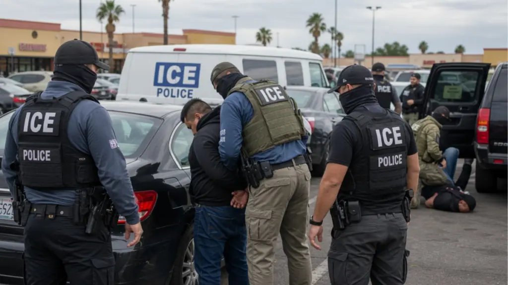 Agentes de ICE durante un operativo