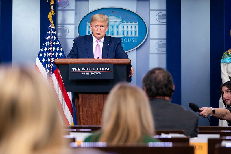 Donald Trump en rueda de prensa en la Casa Blanca